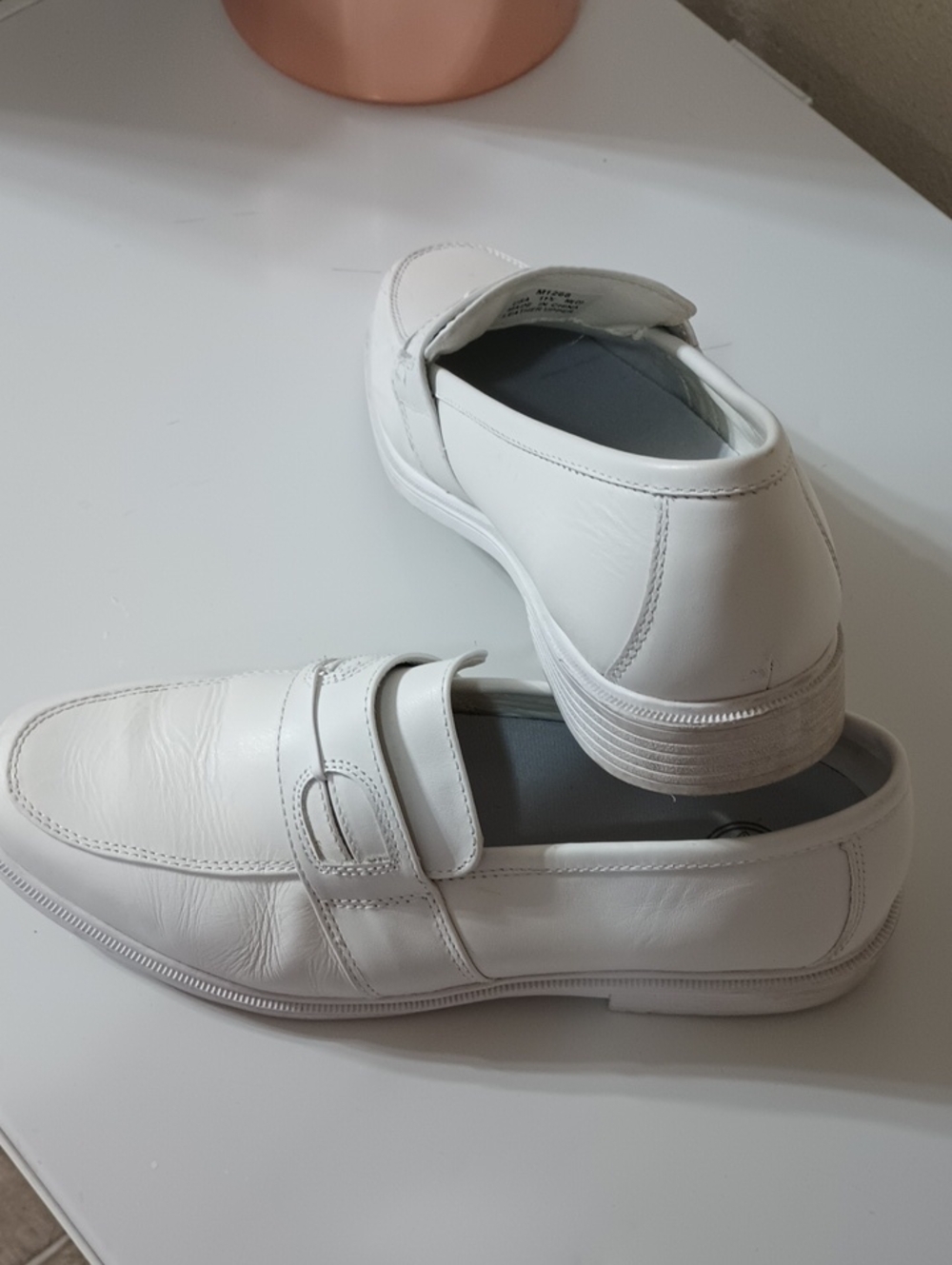 Propet White Leather Slip-On Loafers for Men